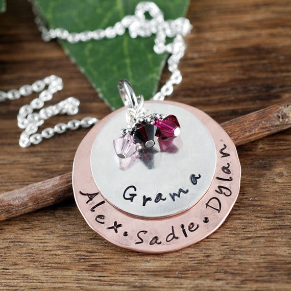 Personalized Grandma Necklace Jewelry, Hand Stamped Necklace, Nana Necklace, Personalized Jewelry, Grandkids Name Necklace, Gift for Grandma