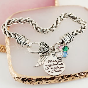 I'll hold you in my Heart Bracelet, Memorial Bracelet, Remembrance, Loss of Loved One, Angel Wing Jewelry, Bereavement Gift, Memorial Gift image 3