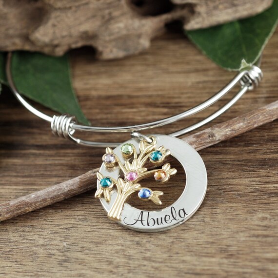 Grandma Bracelet, Abuela Jewelry, Birthstone Family Tree Necklace, Abuela Bracelet, Gift for Grandma, Grandma Gift, Mother's Day Gift