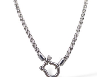 Horseshoe Shackle Stainless Steel Necklace, Equestrian Jewelry, Chunky Choker Necklace, Bold Statement Necklace, Horse Lover Jewelry,
