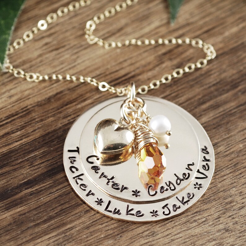 Personalized Grandma Necklace, Hand Stamped Grandma Jewelry, Gold Nana Necklace, Birthstone Necklace, Gift for Grandma, Nana image 6