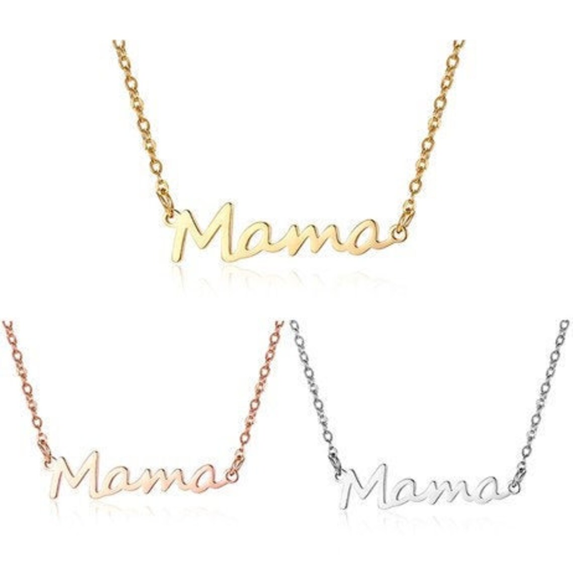 Silver Mama Necklace Personalized Mama Necklace Mama Etsy