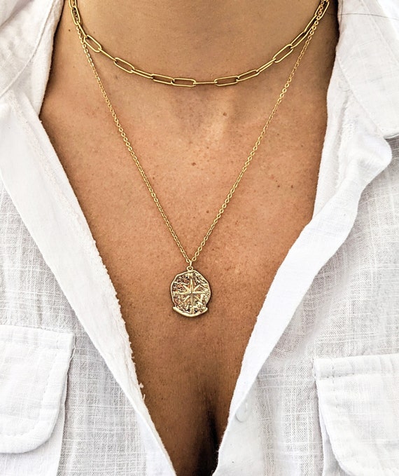 Compass Necklace Large Compass Jewelry Direction Jewelry