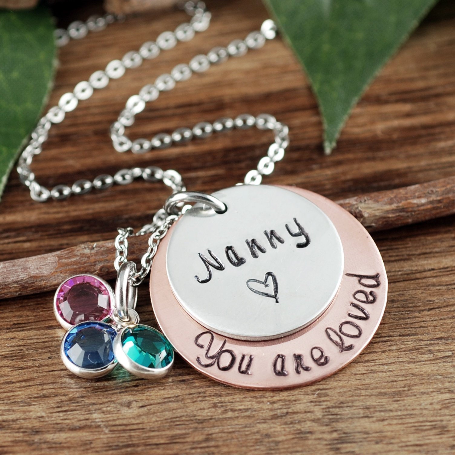 Personalized Grandma Necklace, You are Loved, Grandmother