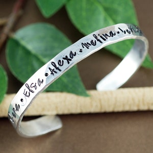 Family Bracelet • Grandma Gift • Custom Name Cuff Bracelet • Mom ...