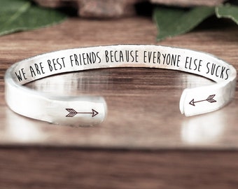 Best Friend Cuff Bracelet, Personalized Gift for BFF, Friendship Bracelet, Birthday Gift for Friend, Funny Friend Gift, Best Friend Gift