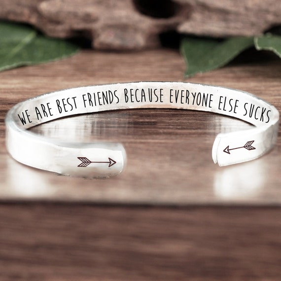 Best Friend Cuff Bracelet, Personalized Gift for BFF, Friendship Bracelet, Birthday Gift for Friend, Funny Friend Gift, Best Friend Gift