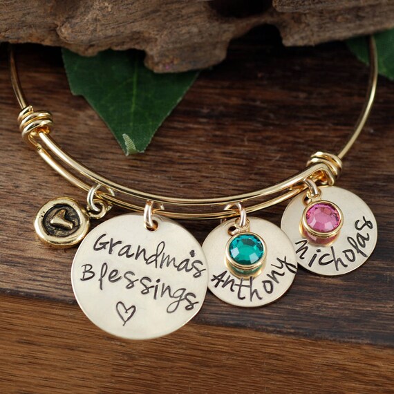 Gold Grandma Bracelet Grandma s Blessings Custom Bangle Bracelet