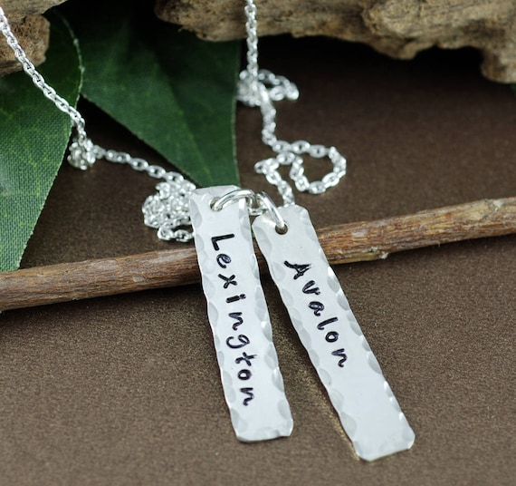 Hand stamped name best sale necklace