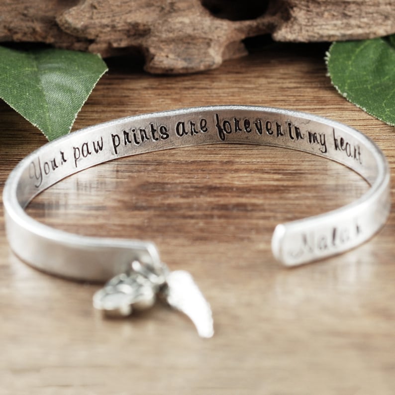 Personalized Pet Memorial Bracelet Forever in My Heart Paw Etsy