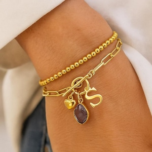 Personalized Paperclip Bracelet, Initial Bracelet, Personalized Birthstone Jewelry, Chain Link Bracelet, Paperclip Chain, Stack Bracelet