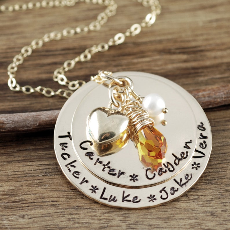 Personalized Grandma Necklace, Hand Stamped Grandma Jewelry, Gold Nana Necklace, Birthstone Necklace, Gift for Grandma, Nana image 5