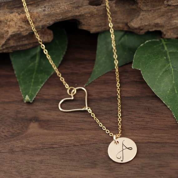 Personalized Heart Initial Necklace 