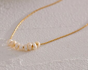 Pearl Bead Necklace, Natural Pearl Choker Necklace, Dainty Necklace, Pearl Jewelry, Bridesmaid Jewelry, Wedding Jewelry, Minimalist Necklace