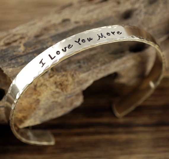 I Love you More Cuff Bracelet, Personalized Cuff Bracelets, Name Cuff Bracelet,  Hand Stamped Bracelet, Mothers Day Gift, Anniversary Gift