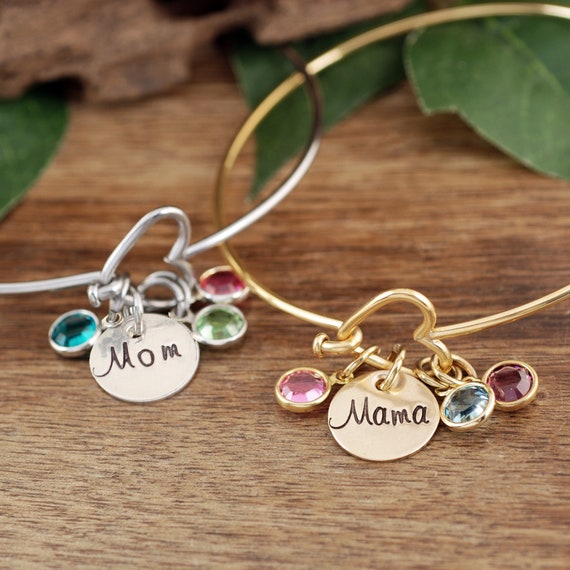 Mother's Day Gift, Birthstone Heart Bracelet, Gift for Grandma, Birthstone Bracelet for Mom, Grandmother Bracelet, GIft for Mom