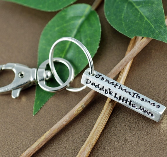 Daddy's Little Boy/Girl | Pewter Bar Keychain | Personalized KeyChain | Gift for New Dad | Daddy Key Chains | Hand Stamped Keychain