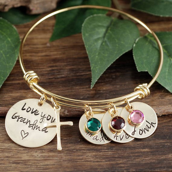 Grandma Bracelet, Personalized Grandmother Bracelet, Mommy Bangle Bracelet, Personalized Nana Bracelet, Gift For Nana, Kids Names