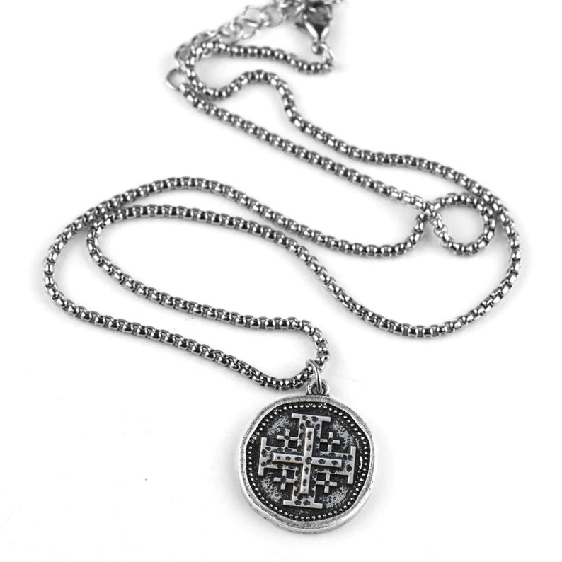 Greek Cross Necklace Men's Cross Necklace Jerusalem Etsy