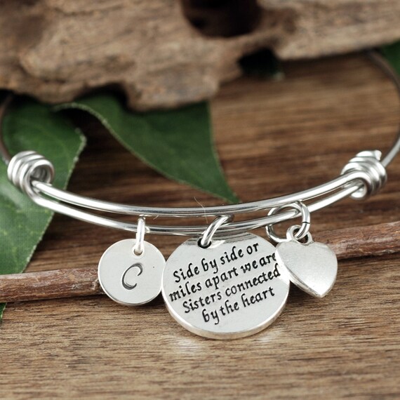 Best Friend Bangle Bracelets Long Distance Friendship Gifts 2019 Sister Jewelry Side by Side Or Miles Apart Best Friends are Close at Heart