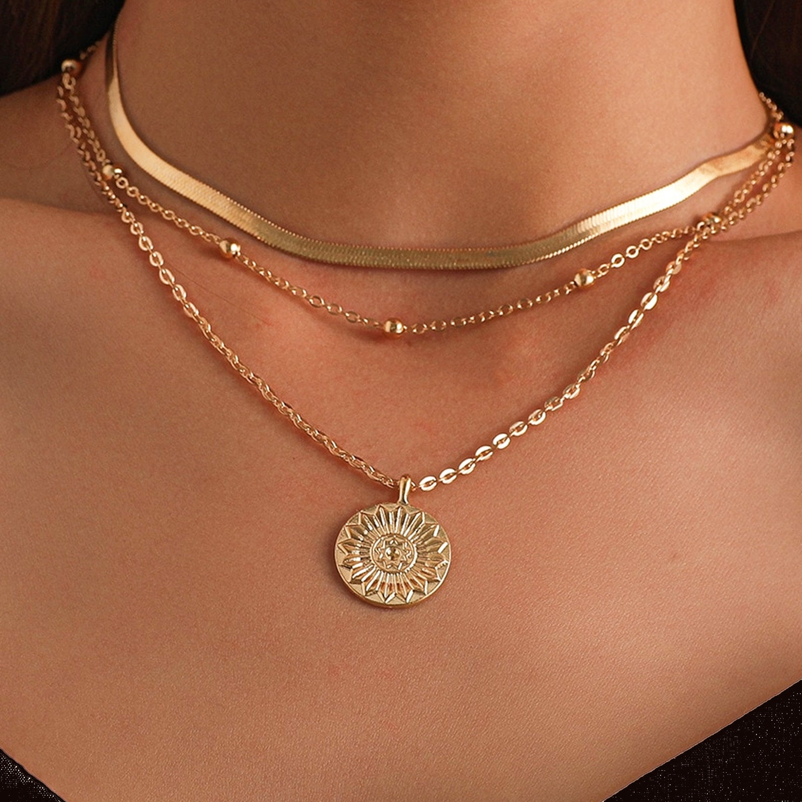 Sunshine Necklace Sunshine Necklace Gold Mutlilayered Choker Etsy