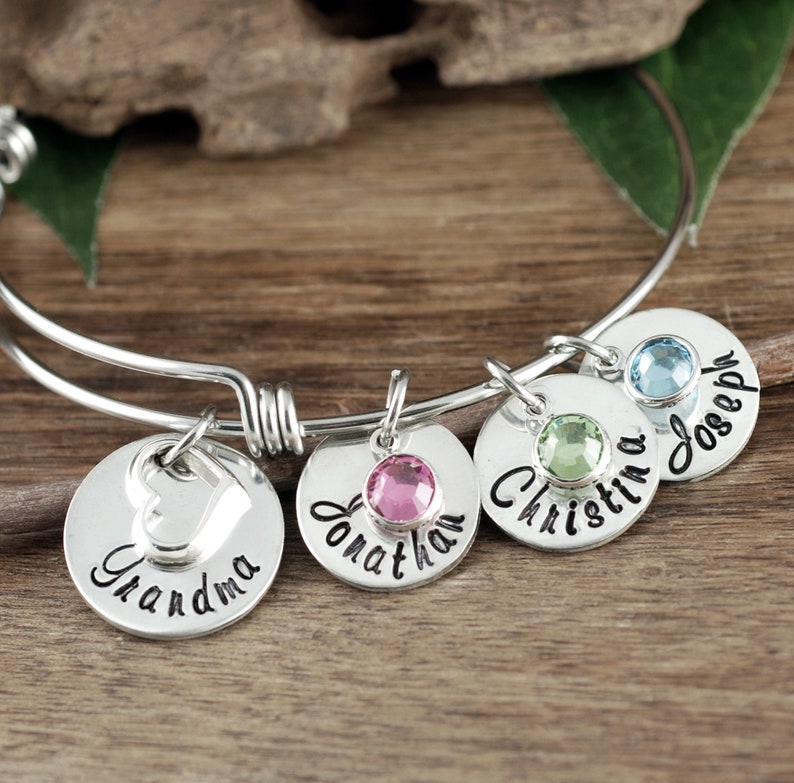 Personalized Jewelry for Grandma With Names Bangle Bracelet Etsy