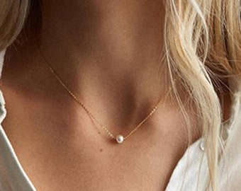 Dainty Pearl Necklace, Pearl Choker, Fresh Water Pearl Chain, Elegant Pearl Necklace, Wedding Necklace, Delicate Pearl Chain