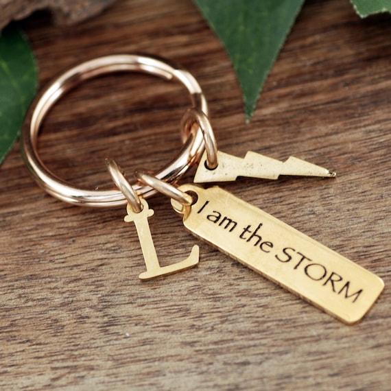 Fate whispered to the Warrior, I am the Storm Keychain, Inspirational Keychain, Encouragement Gift, Empowering Jewelry, Lightening Bolt Gift