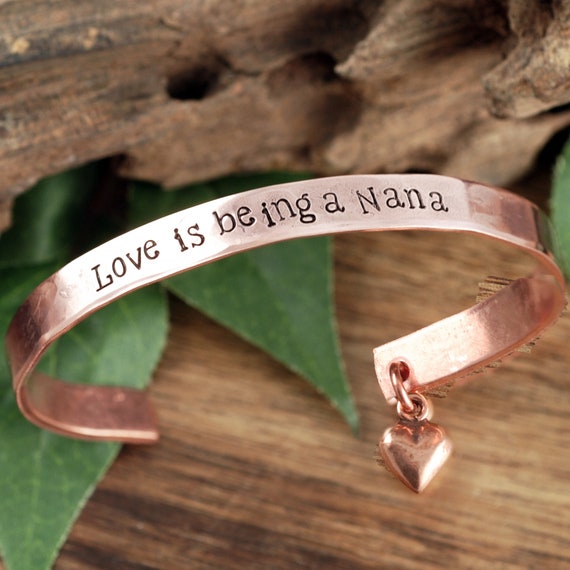 Grandma Bracelet, Love is being a Nana Cuff Bracelet, Gift for Nana, Nana gift, Gift from Granddaughter, Mother's Day Gift, From Grandson