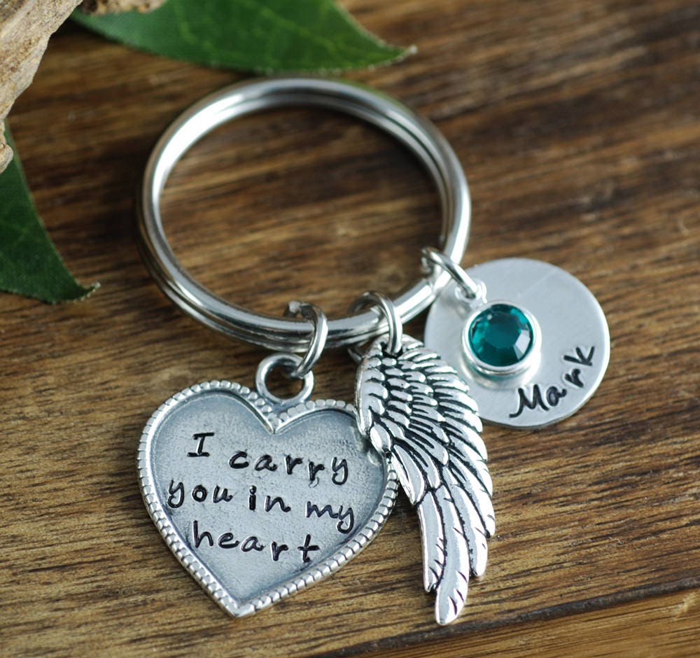 Engraved Keychains Memorial Keychain I Carry You in My Heart Etsy