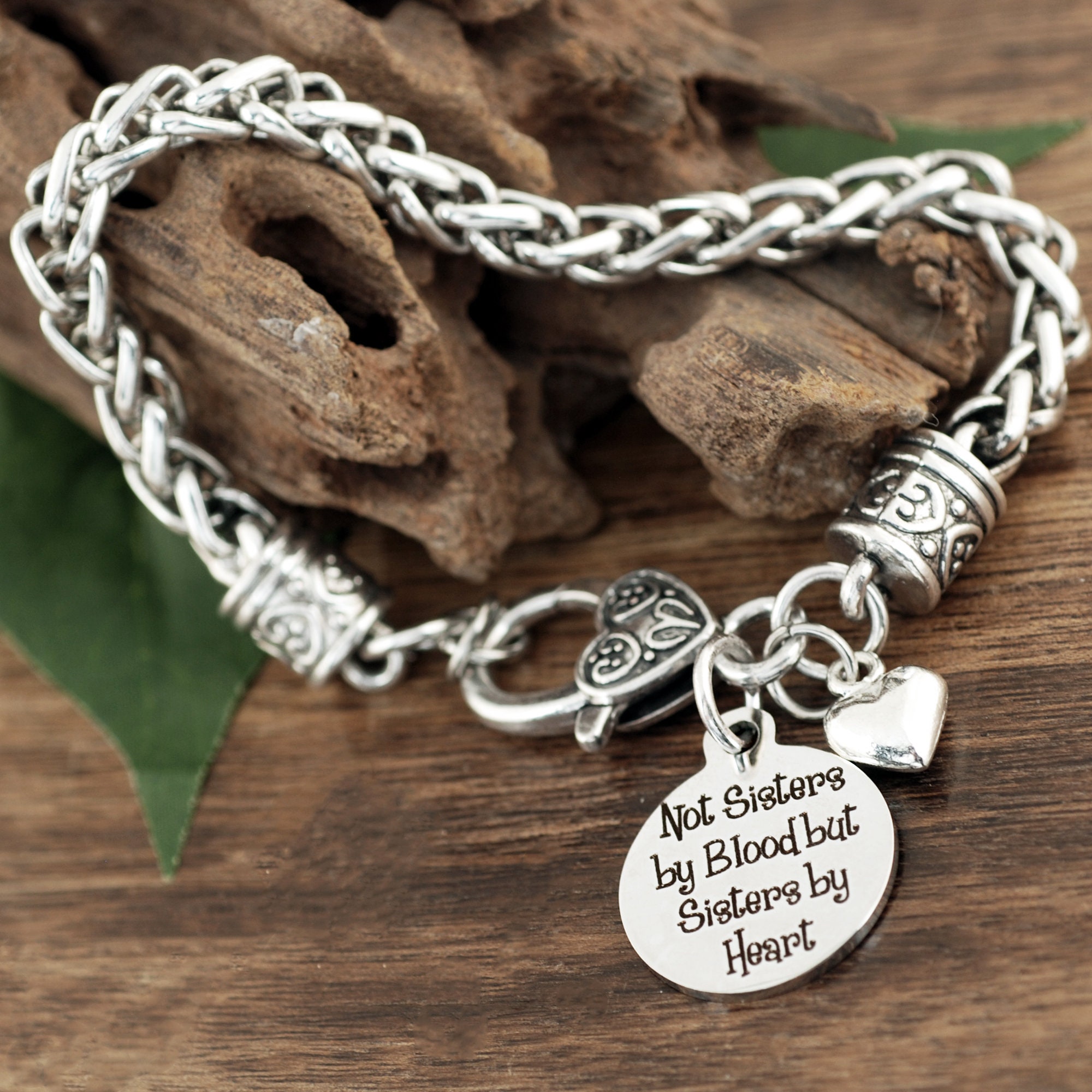 Not sisters by blood but sisters by heart sterling silver sale