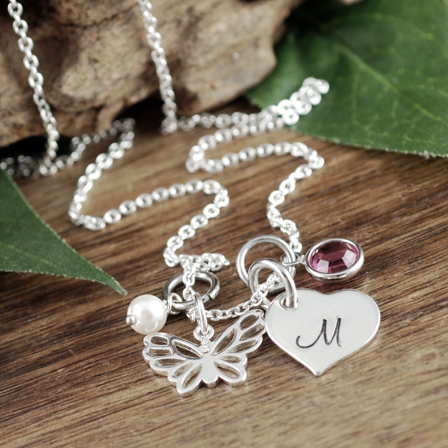 Personalized Butterfly Necklace, Butterfly Initial