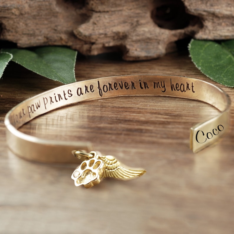 Personalized Pet Memorial Bracelet Forever in My Heart Paw Etsy