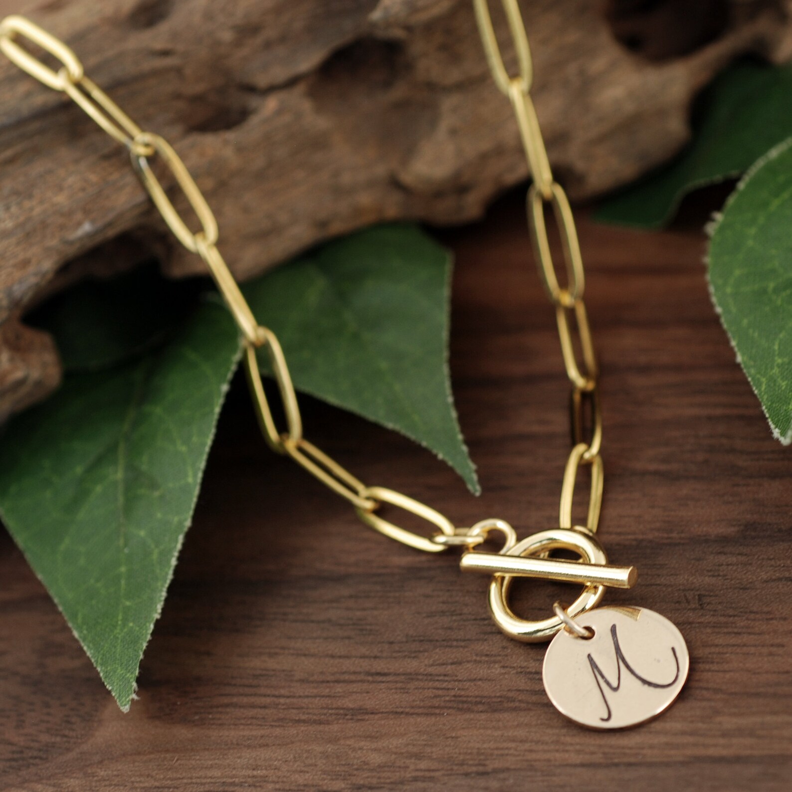 Paperclip Chain Necklace Personalized Gold Initial Necklace Etsy