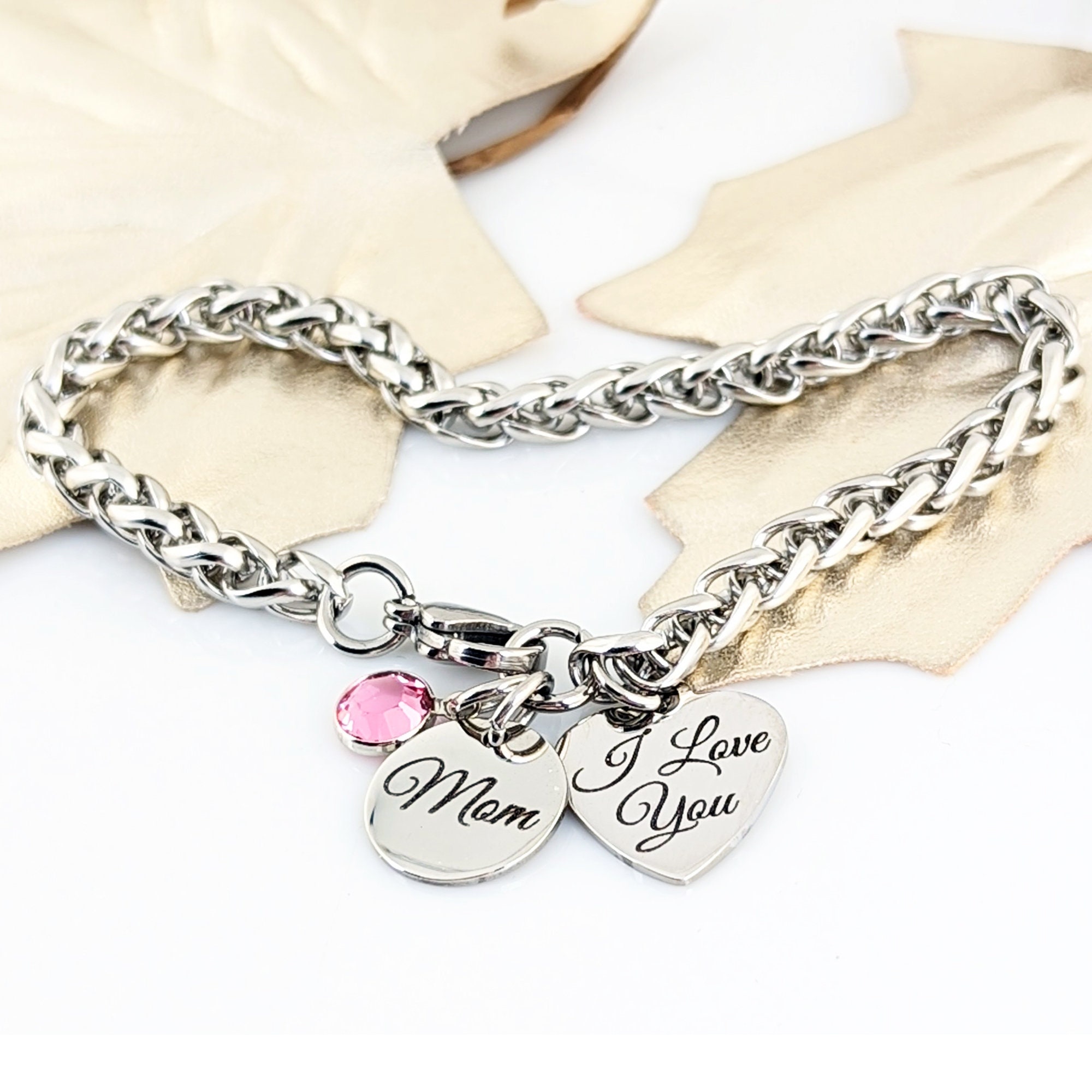 Mom Gift, Custom Birthstone Bracelet