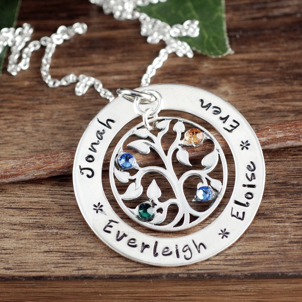 Personalized Family Tree Necklace, Family Tree Grandma