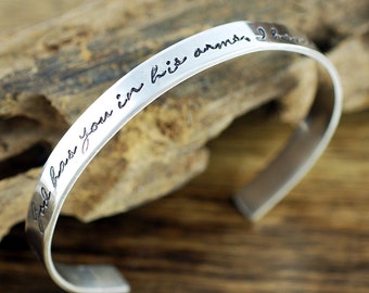 God has you in his arms, I have you in my Heart Bracelet, Memorial Bracelet, Sympathy Gift, Loss of Loved One, Remembrance Cuff Bracelet