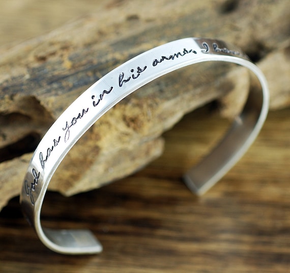 God has you in his arms, I have you in my Heart Bracelet, Memorial Bracelet, Sympathy Gift, Loss of Loved One, Remembrance Cuff Bracelet