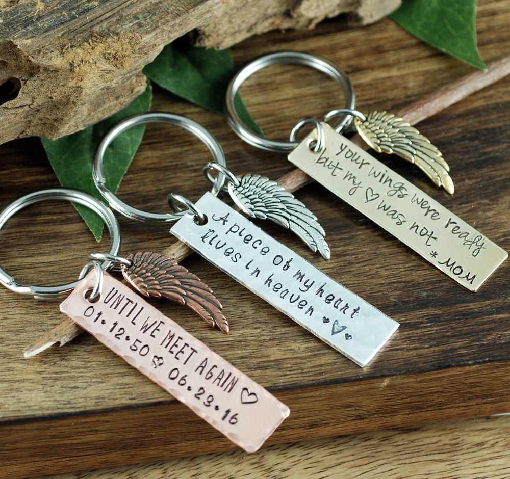 Memorial Keychain Sympathy Gift Engraved Keychains remembrance Gift Piece of My Heart Keychain Loss of Loved One Your Wings Were Ready Etsy