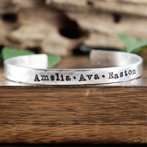 Family Bracelet • Grandma Gift • Custom Name Cuff Bracelet • Mom ...
