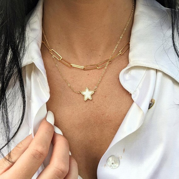 Pearl Star Necklace White Star Jewelry, Silver Star Druzy Necklace, Dainty Star Necklace, Star Gold Necklace, Dainty Star, Star Pearl