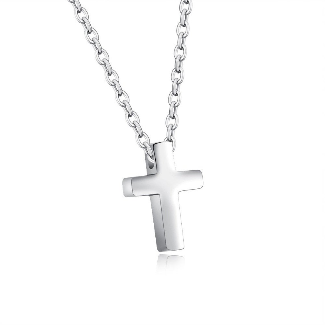 Silver Cross Necklace Stainliess Steel Cross Cross Necklace Etsy
