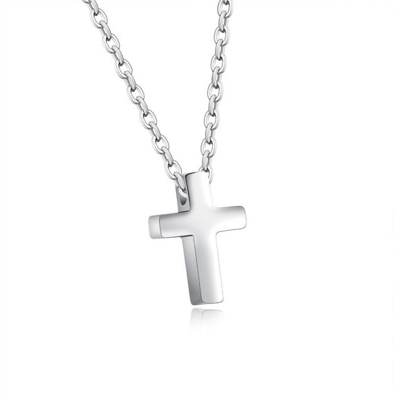 Silver Cross Necklace, Stainliess Steel Cross, Cross Necklace, Communion Jewelry, Confirmation Gift, Christian Necklace, Simple, Dainty