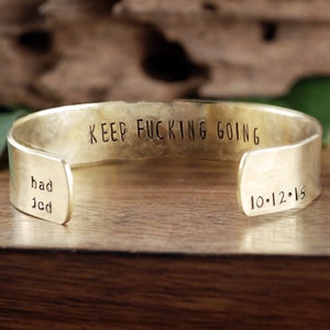Myhouse Inspirational Bracelets For Women Engraved 'Keep Fucking Going' Personalized Cuff Bangle Myhouse Inspirational Bracelets For Women Engraved 'Keep Fucking Going' Personalized Cuff Bangle