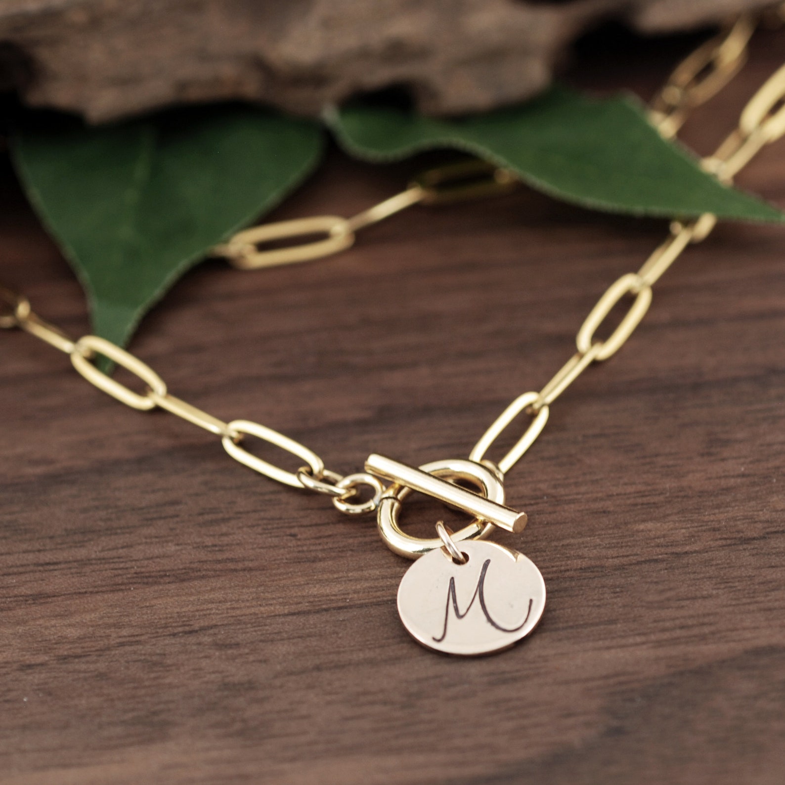 Paperclip Chain Necklace Personalized Gold Initial Necklace - Etsy
