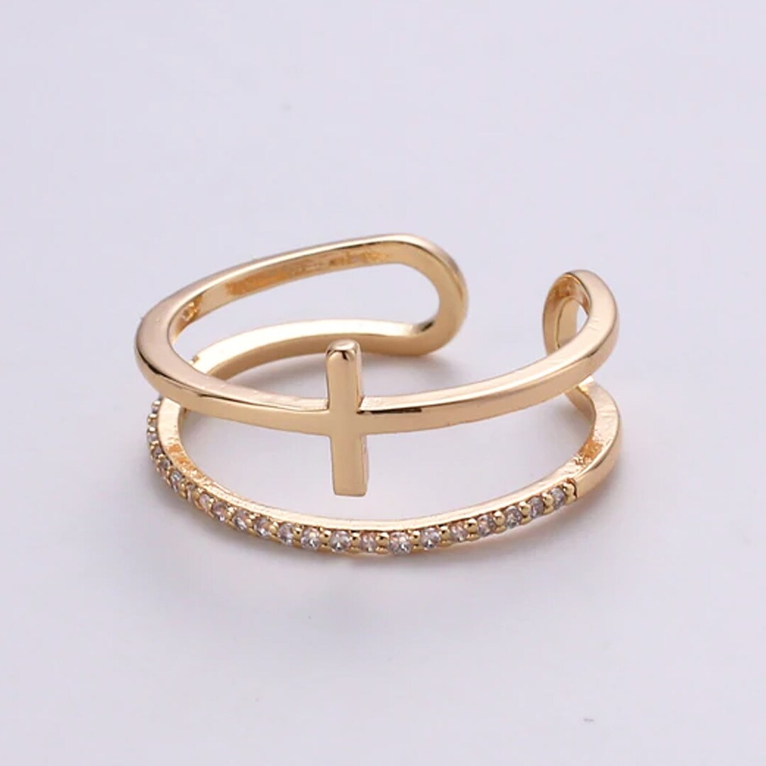 Religious Cross Ring, Side Cross Ring, Statement Ring, Faith Ring