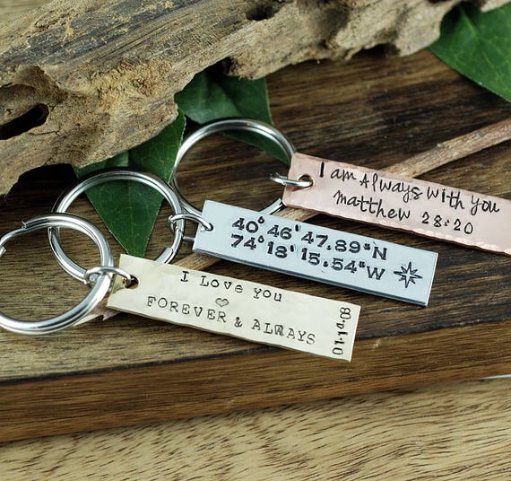 Engraved Keychains, Personalized KeyChain, Coordinates KeyChain, Bible Verse Keychain, Religious KeyChain, Gift for Him, Girlfriend Keychain