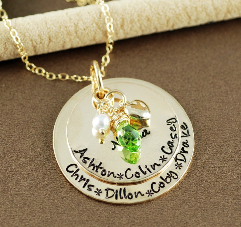 Personalized Grandma Necklace, Hand Stamped Grandma Jewelry, Gold Nana Necklace, Birthstone Necklace, Gift for Grandma, Nana image 10