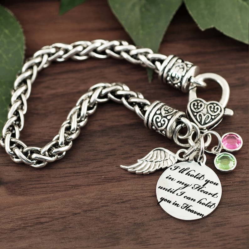 I'll hold you in my Heart Bracelet, Memorial Bracelet, Remembrance, Loss of Loved One, Angel Wing Jewelry, Bereavement Gift, Memorial Gift image 2