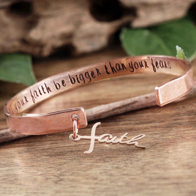 Faith Over Fear Bracelet Faith Bracelet Gift Religious Quote Etsy Canada
